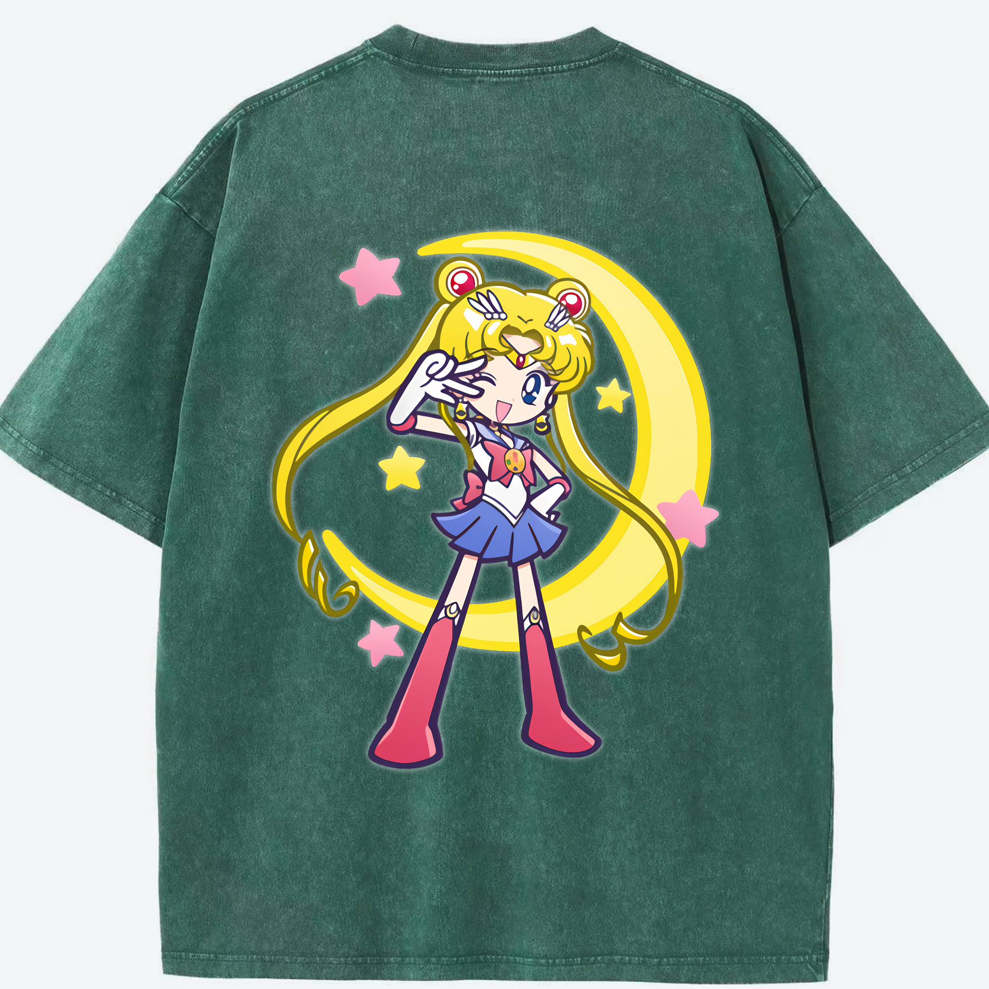 （画像用） 美少女戦士セーラームーン 月野 うさぎ つきの うさぎ Sailor Moon Tsukino Usagi 綿100% ヴィンテージ風 半袖Tシャツ（背面プリント）